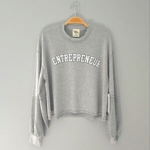 French Terry Long Sleeve Crewneck Cropped T-shirt Sweater